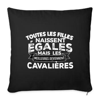Les meilleures filles deviennent cavalières - Housse de coussin décorative 45 x 45 cm - noir - Devant