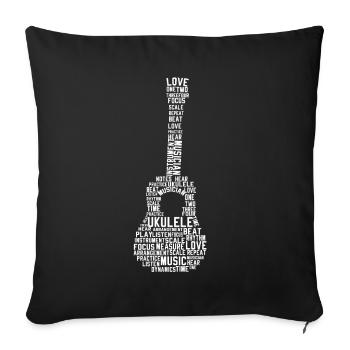 Ukulélé Word Cloud Ukulele Player Hawaiian Musicia - Housse de coussin décorative 45 x 45 cm - noir - Devant