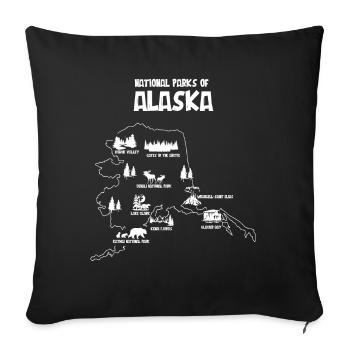 National Parks von Alaska, Glacier Bay, Lake Clark - Sofakissenbezug 45 x 45 cm - Schwarz - Vorne