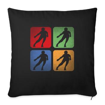 Inline Skating Pop Art Rollschuhe - Sofakissenbezug 45 x 45 cm - Schwarz - Vorne