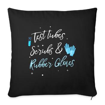 Test Tubes & Rubber Gloves Medical Laboratory - Sofa pillowcase 17,3'' x 17,3'' (45 x 45 cm) - black - Front