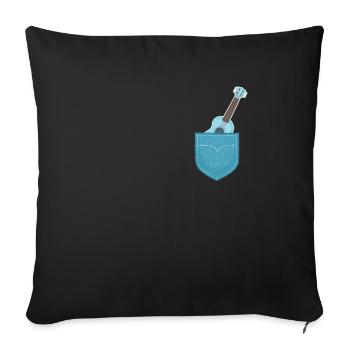 Ukulélé Pocket Player Hawaiian Musician - Housse de coussin décorative 45 x 45 cm - noir - Devant