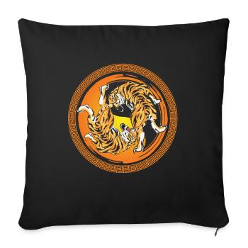 Tigre Yin Yang Harmony Méditation Chine Yoga Cadeau - Housse de coussin décorative 45 x 45 cm - noir - Devant