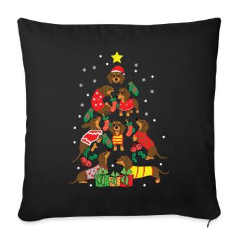 Dachshund Dog Owner Christmas Tree - Sofa pillowcase 17,3'' x 17,3'' (45 x 45 cm) - black - Front