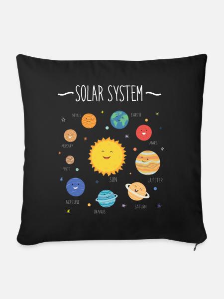 Sonnensystem mit allen Planeten, Umlaufbahnen - Sofakissenbezug 45 x 45 cm - Schwarz