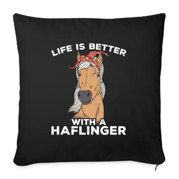 Cheval drôle Haflinger cheval galop anniversaire - Housse de coussin décorative 45 x 45 cm - noir - Devant