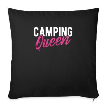 Camping-car drôle camping motif dictons de campeur - Housse de coussin décorative 45 x 45 cm - noir - Devant