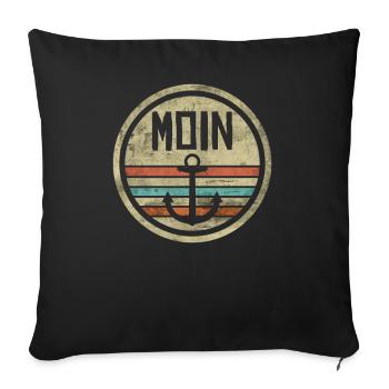 Nordsee Moin Anker Vintage Meer Geschenk - Sofakissenbezug 45 x 45 cm - Schwarz - Vorne