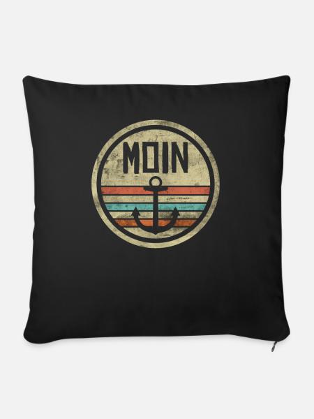 Nordsee Moin Anker Vintage Meer Geschenk - Sofakissenbezug 45 x 45 cm - Schwarz