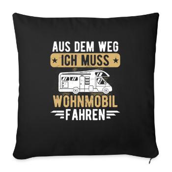 Wohnmobil witziges Camping Motiv Camper Sprüche - Sofakissenbezug 45 x 45 cm - Schwarz - Vorne