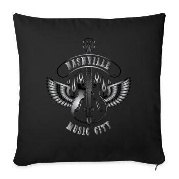 Nashville Music City USA Vintage - Sofa pillowcase 17,3'' x 17,3'' (45 x 45 cm) - black - Front
