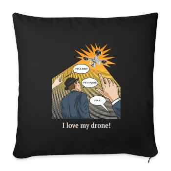 Drohnen-Besitzer Drohne Fans Pilot Hobby Design - Sofakissenbezug 45 x 45 cm - Schwarz - Vorne