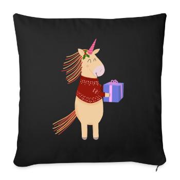 Yellow unicorn christmas gift - Sofa pillowcase 17,3'' x 17,3'' (45 x 45 cm) - black - Front