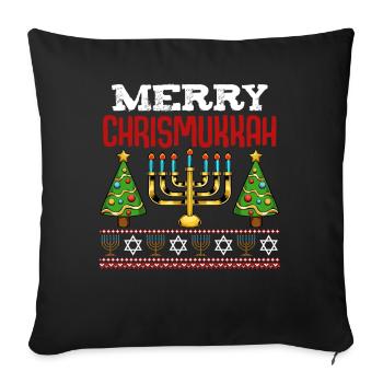 Joyeux Chrismukkah Hanukkah Hanoucca Hébreu Jüdi - Housse de coussin décorative 45 x 45 cm - noir - Devant