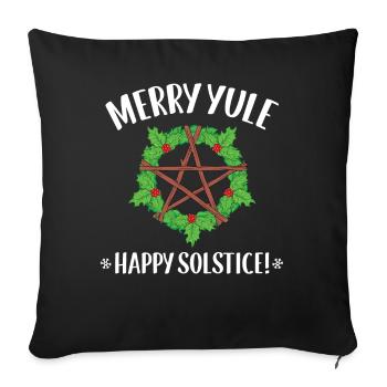 Wiccan Merry Yule Winter Solstice print - Sofa pillowcase 17,3'' x 17,3'' (45 x 45 cm) - black - Front