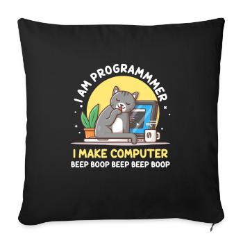 Cat Programmer Coder Entwickler Kitten Computer - Sofakissenbezug 45 x 45 cm - Schwarz - Vorne