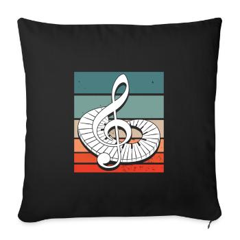 Notes de musique de musicien vintage rétro clé de sol - Housse de coussin décorative 45 x 45 cm - noir - Devant