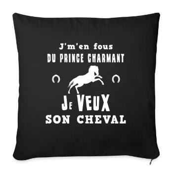 J'm'en fous du prince charmant - Housse de coussin décorative 45 x 45 cm - noir - Devant