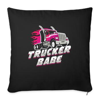 TruckerBabe Driving Trucker Driver Gift - Sofa pillowcase 17,3'' x 17,3'' (45 x 45 cm) - black - Front