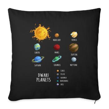 Dwarf Planets, dwarf planets in the solar system - Sofa pillowcase 17,3'' x 17,3'' (45 x 45 cm) - black - Front