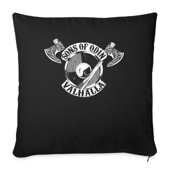 Dictons vikings, Vikings, Odin et Valkyre - Housse de coussin décorative 45 x 45 cm - noir - Devant