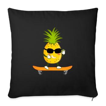 Pineapple Skater Skateboard Skateboarder Skate - Housse de coussin décorative 45 x 45 cm - noir - Devant