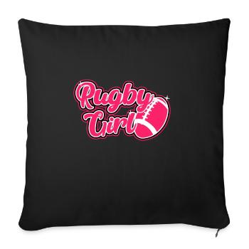 Rugby Girl Rugby Team Joueur de rugby cadeau féminin - Housse de coussin décorative 45 x 45 cm - noir - Devant