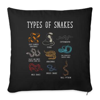 Types de serpents, Serpent, Types de serpents, Cobra - Housse de coussin décorative 45 x 45 cm - noir - Devant