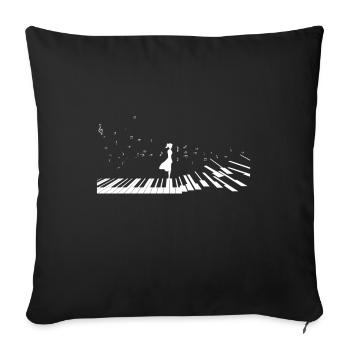 Femme sur claviers de piano cadeau de pianiste joueur de piano - Housse de coussin décorative 45 x 45 cm - noir - Devant