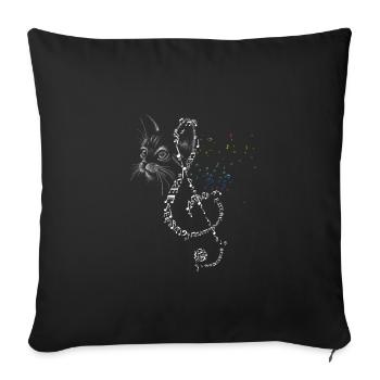 Cat Treble Clef Musiker Musik Noten Pianist - Sofakissenbezug 45 x 45 cm - Schwarz - Vorne