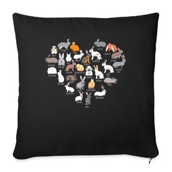 Lapins et lapins cadeau oreille de disquette de lapin - Housse de coussin décorative 45 x 45 cm - noir - Devant