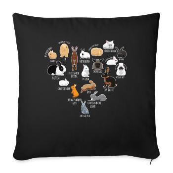 Lapins et lapins cadeau oreille de disquette de lapin - Housse de coussin décorative 45 x 45 cm - noir - Devant