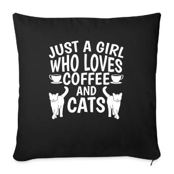 Café drôle et chat disant barista amateur de caféine - Housse de coussin décorative 45 x 45 cm - noir - Devant