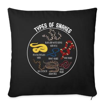 Snake types, Snake, Types of Snakes, Cobra - Sofa pillowcase 17,3'' x 17,3'' (45 x 45 cm) - black - Front