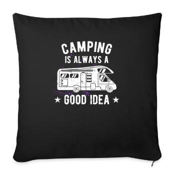 motorhome funny campsite motif motorhome - Sofa pillowcase 17,3'' x 17,3'' (45 x 45 cm) - black - Front