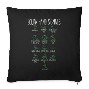 Diver hand signals, diving water sport - Sofa pillowcase 17,3'' x 17,3'' (45 x 45 cm) - black - Front