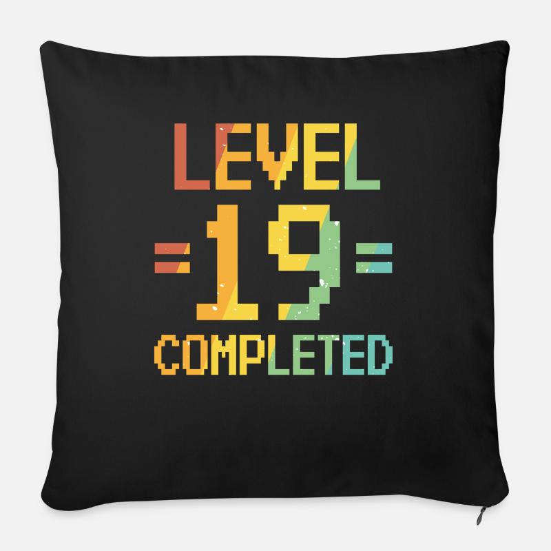 19. Geburtstag Retro Level 19 Jahre Party - Sofakissenbezug 45 x 45 cm - Schwarz