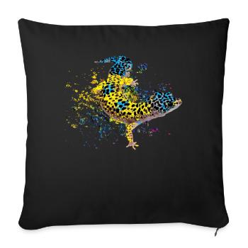 Reptile gecko couleur d’eau, éleveur de reptiles - Housse de coussin décorative 45 x 45 cm - noir - Devant