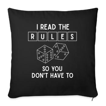 Brettspieler proverbe, Je lis les règles - Housse de coussin décorative 45 x 45 cm - noir - Devant