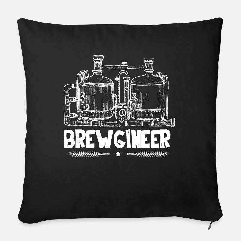 Brasseurs, brasseries, brasseries, cônes, maïs - Housse de coussin décorative 45 x 45 cm - noir