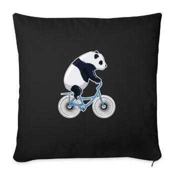 Panda Biking Mountain Bike Biker Bicycle BMX Cadeau - Housse de coussin décorative 45 x 45 cm - noir - Devant