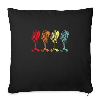 Vintage Mircophones Mic Singing Music Karaoke Cadeau - Housse de coussin décorative 45 x 45 cm - noir - Devant
