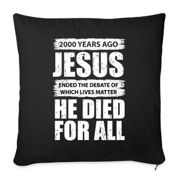 Jésus, leçon biblique, citation catholique - Housse de coussin décorative 45 x 45 cm - noir - Devant