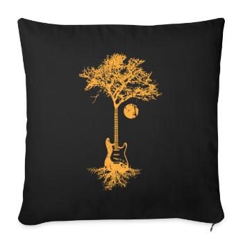 Electric GItarre, Guitarist, Tree of Life Moon - Sofa pillowcase 17,3'' x 17,3'' (45 x 45 cm) - black - Front
