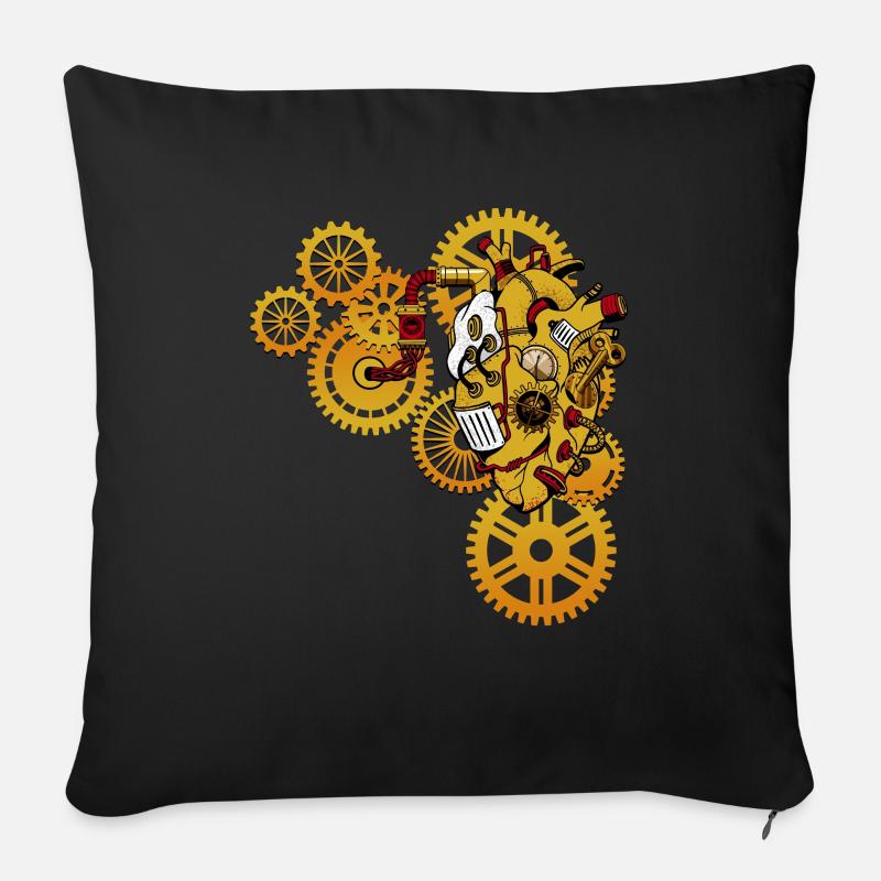 Steampunk, Mechanisches Herz - Sofakissenbezug 45 x 45 cm - Schwarz