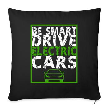 Soyez Smart Drive Electric Cars ECar Electric Gift - Housse de coussin décorative 45 x 45 cm - noir - Devant