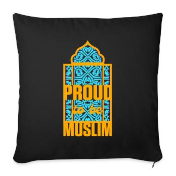 Fier être musulman Islam Allah Coran Mosquée Cadeau - Housse de coussin décorative 45 x 45 cm - noir - Devant