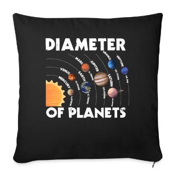 Diamètre des planètes, système solaire, planète - Housse de coussin décorative 45 x 45 cm - noir - Devant