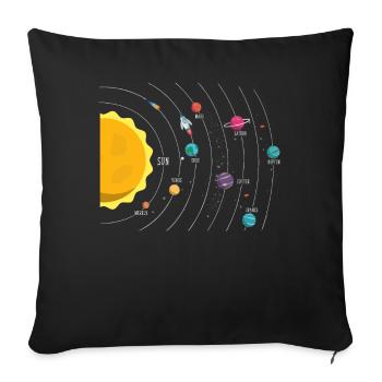 Sonnensystem, Planet, Planeten, Sonne, Erde - Sofakissenbezug 45 x 45 cm - Schwarz - Vorne