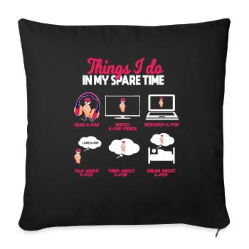 K Pop, Les choses, Je Dans Mon Temps Libre - Housse de coussin décorative 45 x 45 cm - noir - Devant